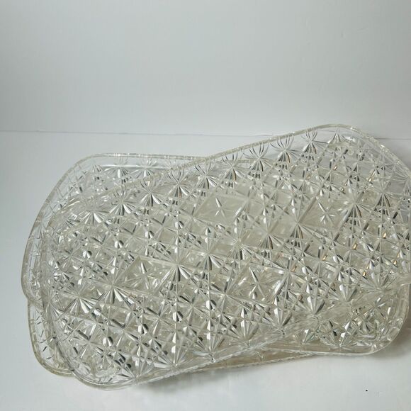 Vintage Trelawney Clear Plastic Serving Tray Lucite Atomic Starburst Set of 3 - Picture 6 of 6